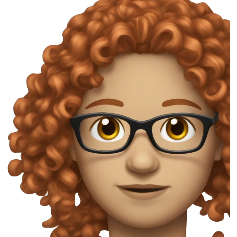 red curly hair shoulder length glasses white emoji