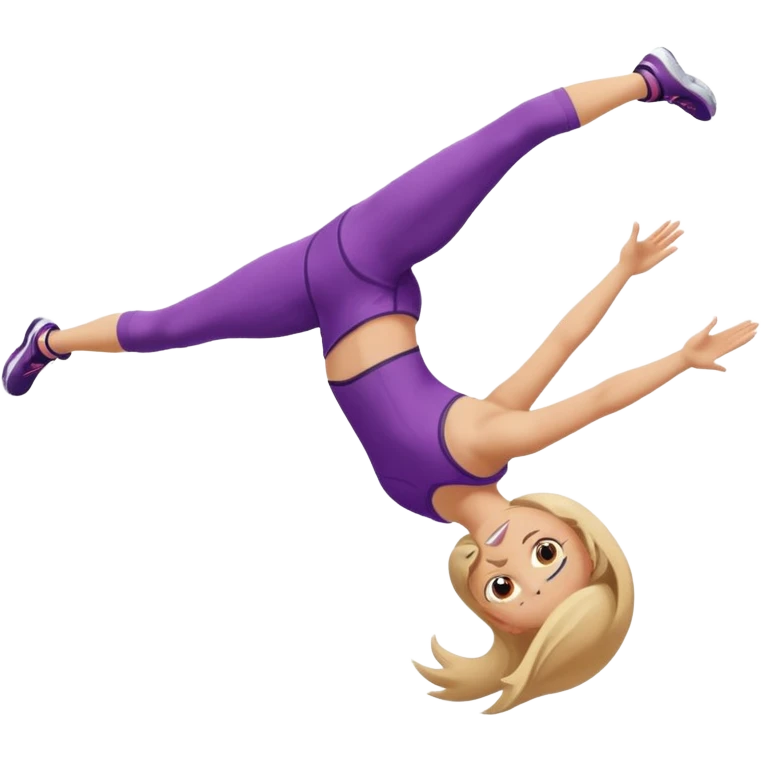Girl doing backflip similar to acrobat emoji emoji
