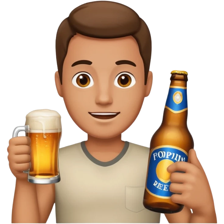 A man holding a beer bottle emoji