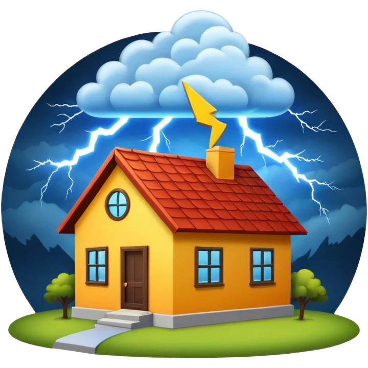 Lightning with home emoji