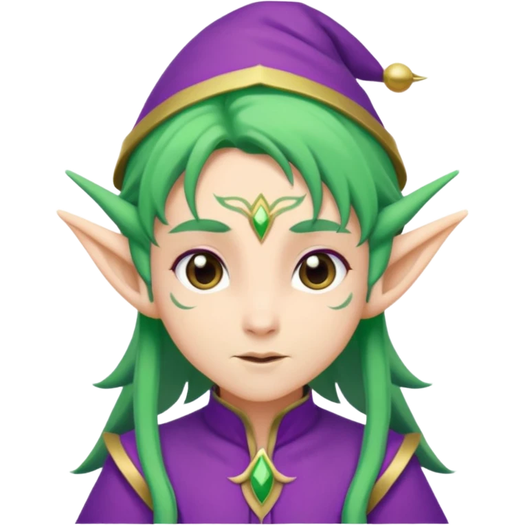 green hair elves, wearing purple  emoji