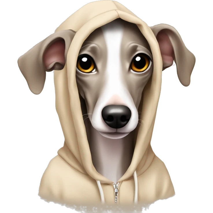 Cute dog Italian greyhound beige color in hoodie  emoji