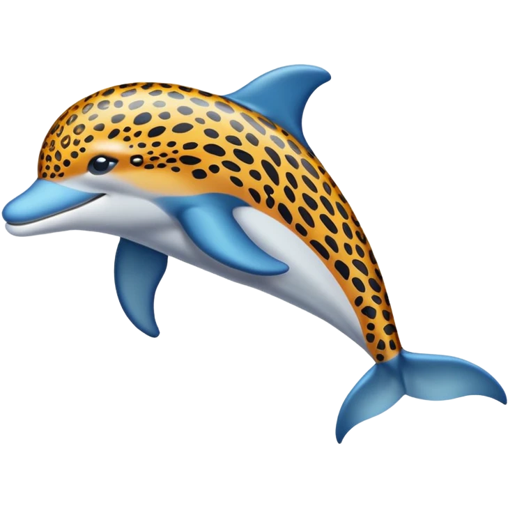 the dolphin emoji, but instead of blue skin it has leopard skin on the whole body (no blue anymore) and only one fin on the back like normal dolphins emoji