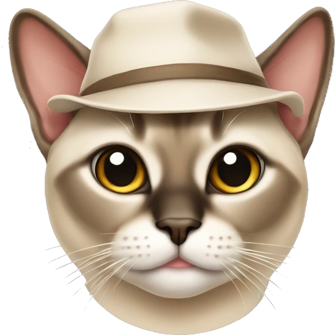 Chonky Siamese cat wearing hat emoji