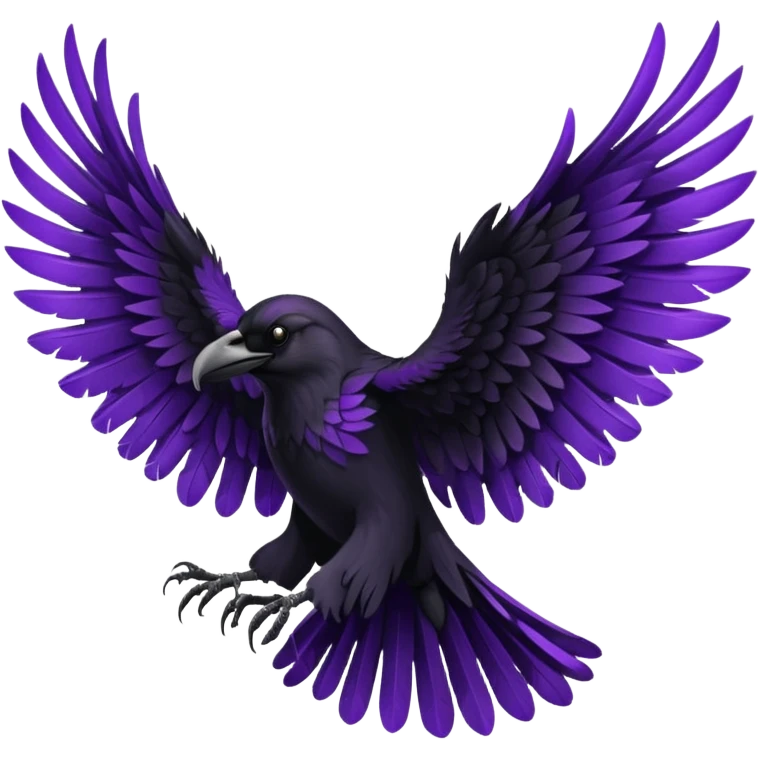 Black  and purple realistic Raven wings, wings only emoji
