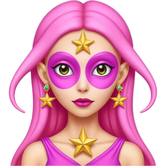 pink alien woman with golden star earrings emoji