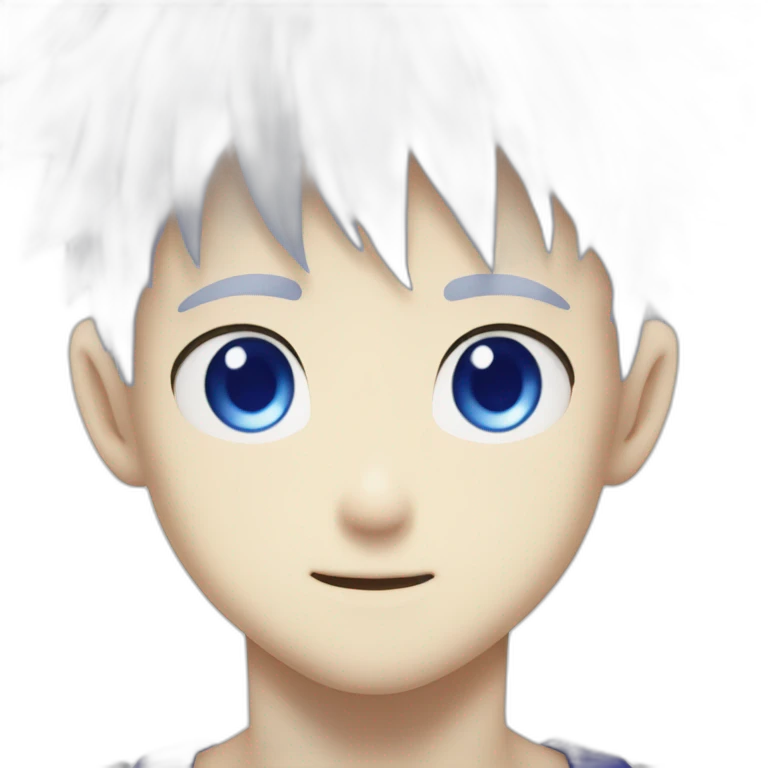 make me killua zoldick from hunter x hunter with blue eyes  do his skin more white emoji