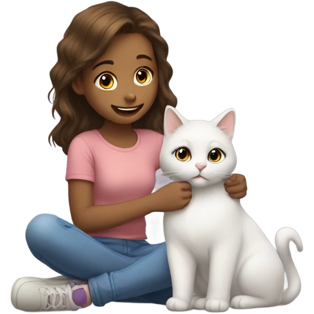 girl playing with cat emoji