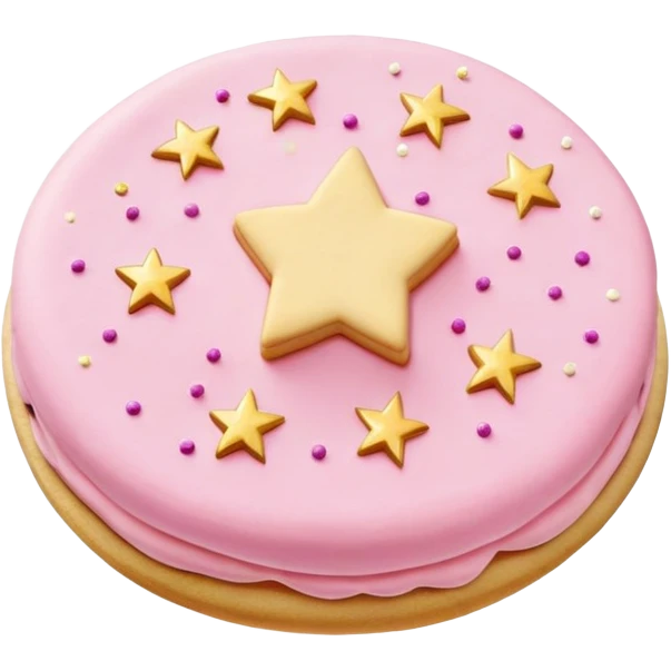 pink buttercream sugar cookie with gold star sprinkles  emoji