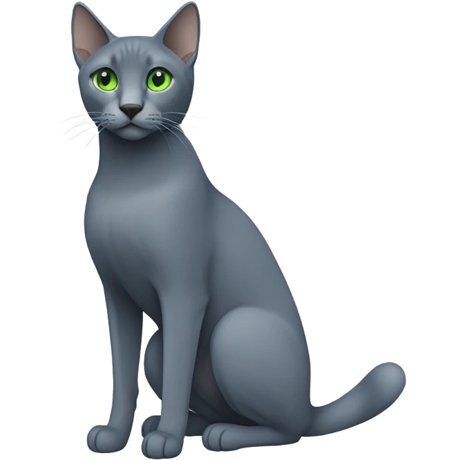 Russian blue with green eyes side profile full body seeing left side emoji