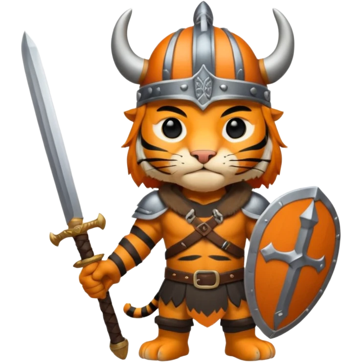 tiger with viking helmet and sword behind emoji