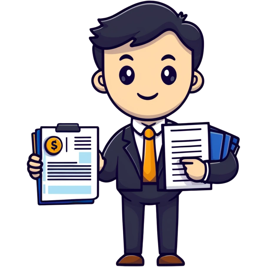 accountant holding documents, no glasses emoji
