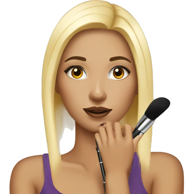 Blonde girl applying make up on her vanity emoji
