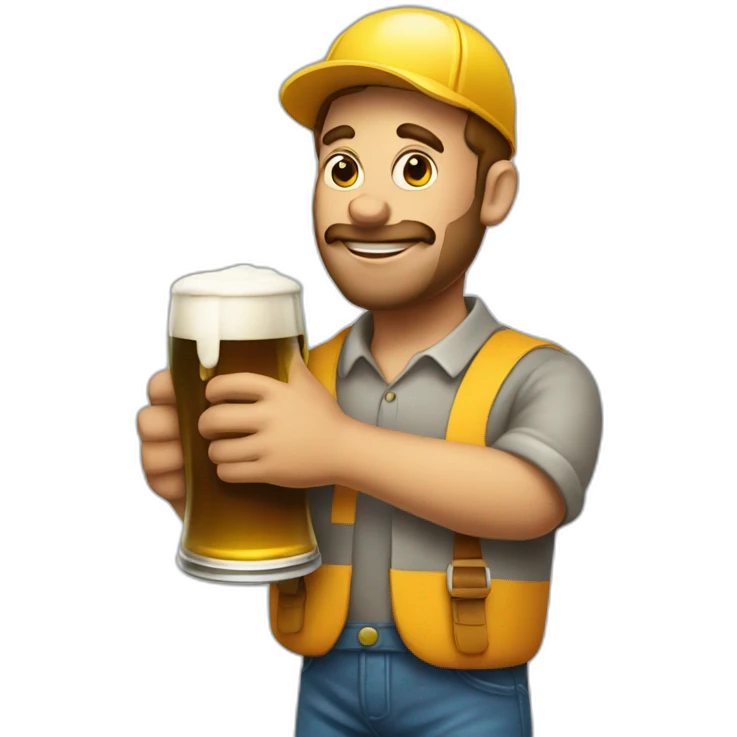 a painter with a roller in his right hand and a beer in his left hand emoji