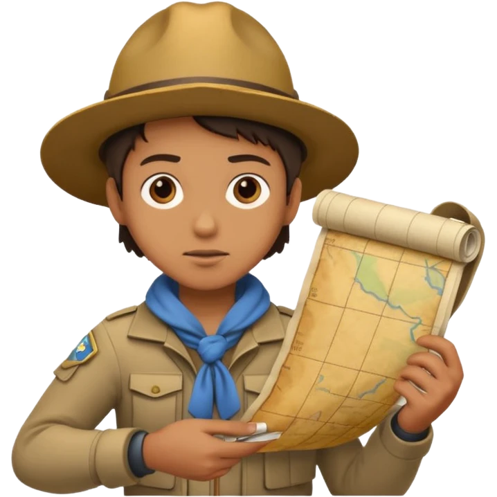 explorer with map, hold on the hand, watching map emoji