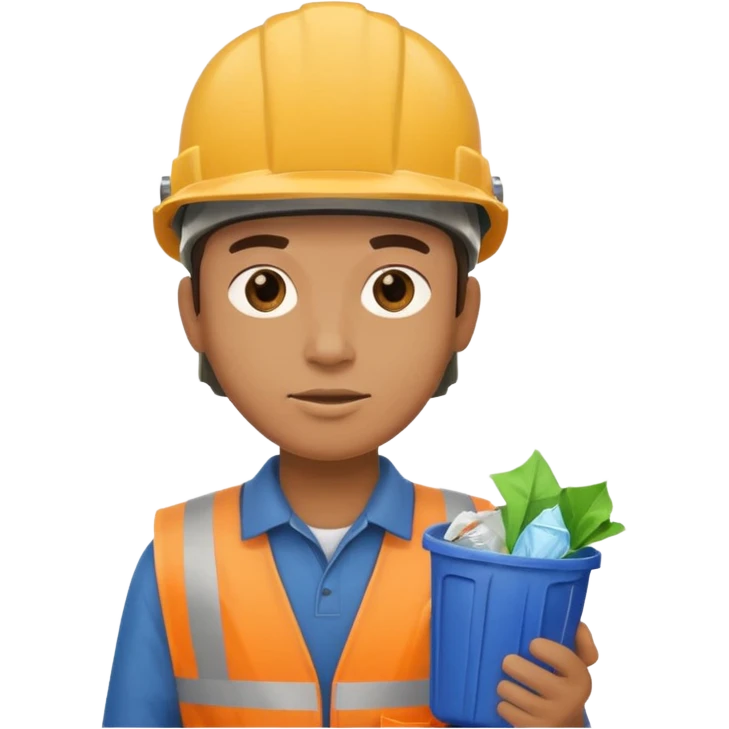 garbage man with helmet holding garbage  emoji