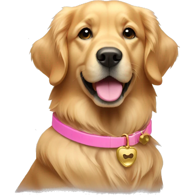 golden retriever with pink collar emoji