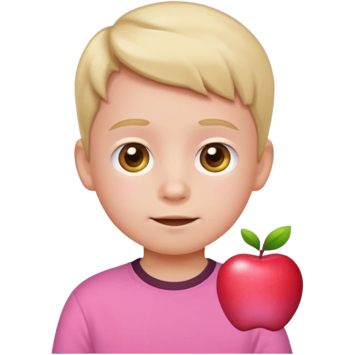 little kid with phone wearing a pink shirt, apple style emoji emoji