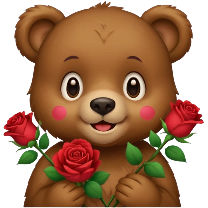 Cute bear with this emoji 🥹  holding roses with this emoji expression  emoji