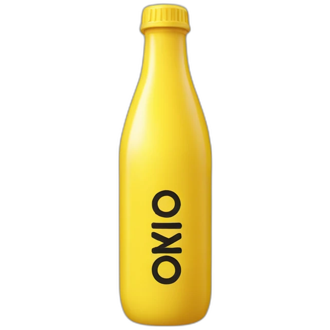 Yellow and black Bottle with text that says Koto Studio emoji