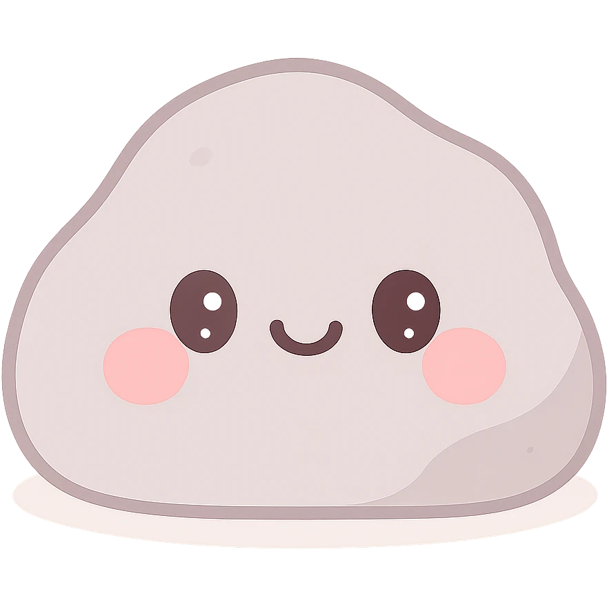cartoon rock with a smiling face emoji