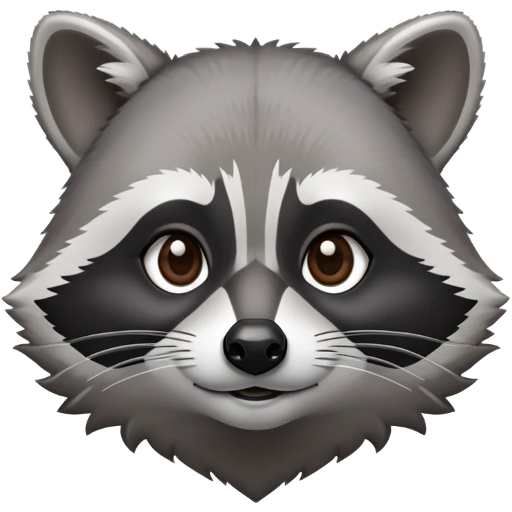 Cinematic-Noble-Raccoon-Portrait-Emoji – Poised and confident, with a sturdy build and a beautifully textured fur of silver-grey accented by dark black facial markings, deep-set, intelligent brown eyes, simplified yet sharp and sophisticated. emoji