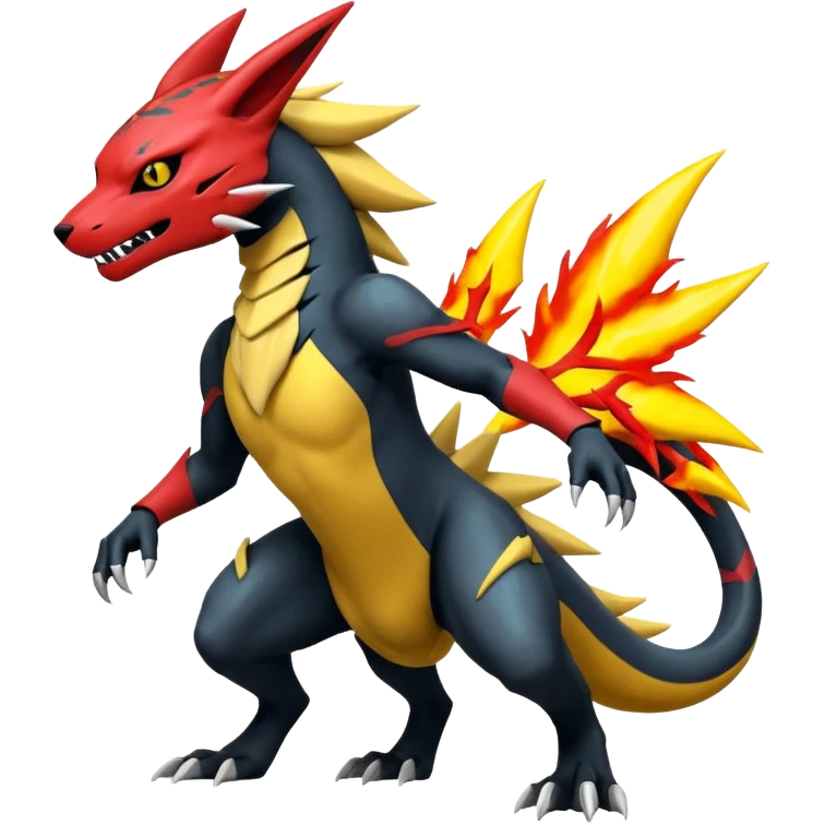 Edgy futuristic Zeraora-Salandit-Renamon-fusion emoji