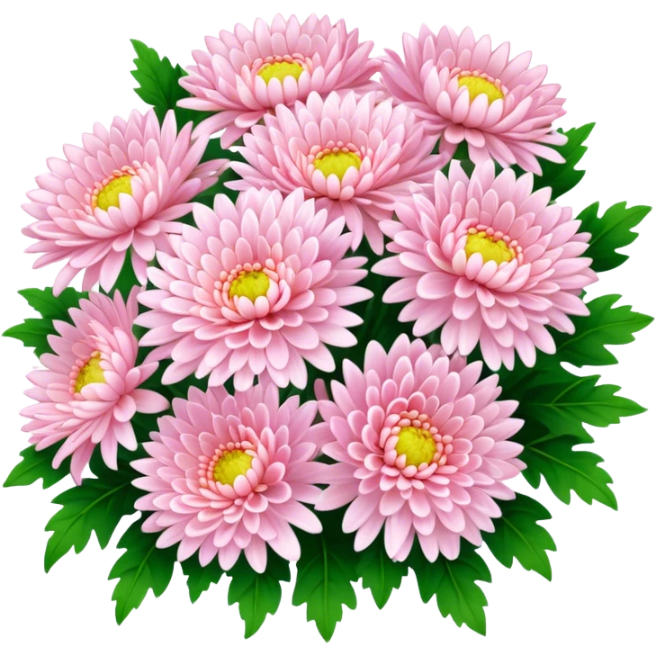 big bouquet Soft Pink Chrysanthemum, luxuriant, leaf, bud emoji