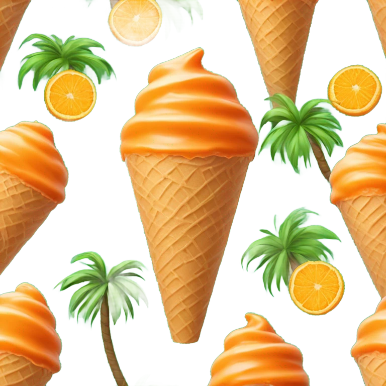 Orange  ice cream and palm trees  emoji