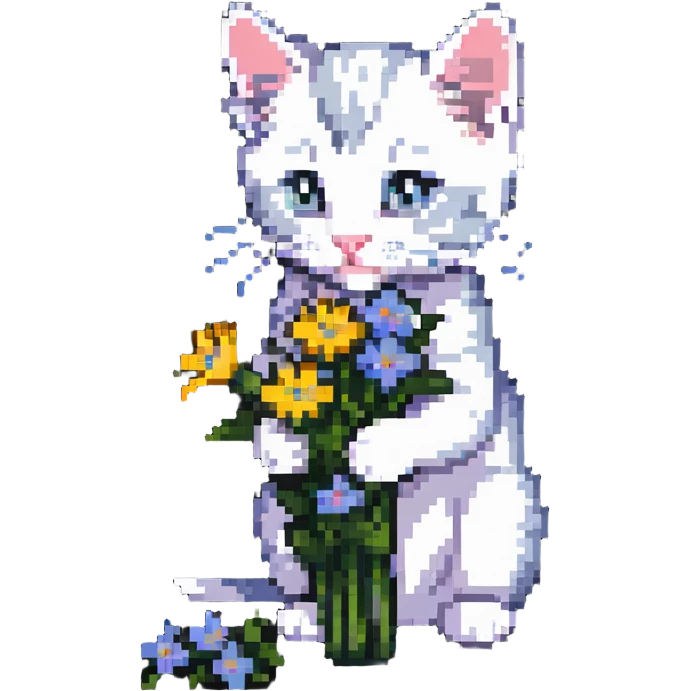 Kitten smells flowers emoji
