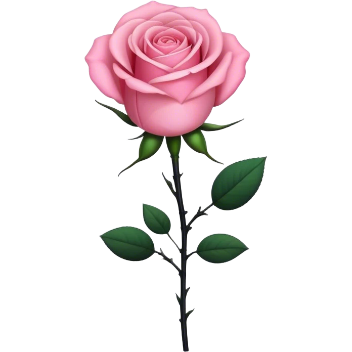 Pink rose black stem emoji