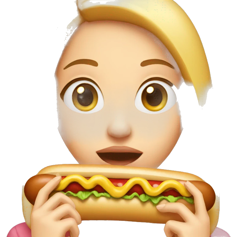 girl in eating hotdog emoji