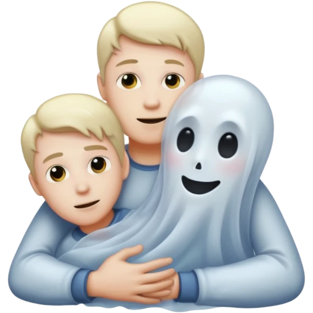 Ghost hugging man emoji