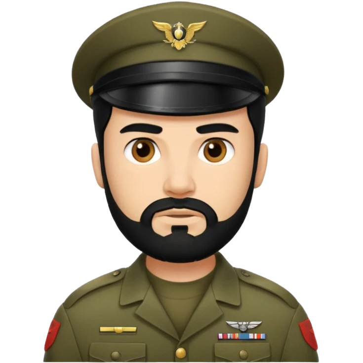male soldier black hair and beard tyle emoji