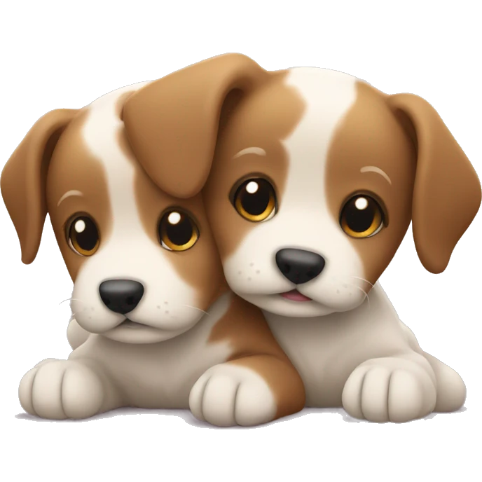 Two puppies hugging emoji