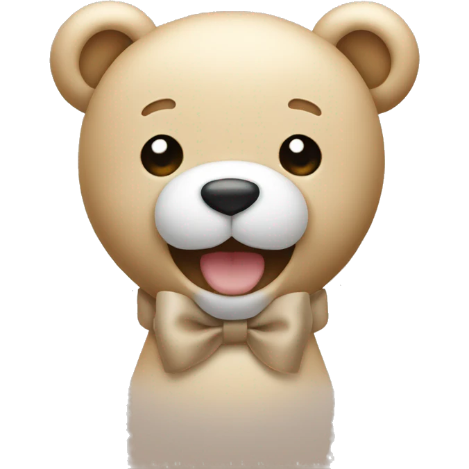 Smiling Beige teddy with a white bow emoji