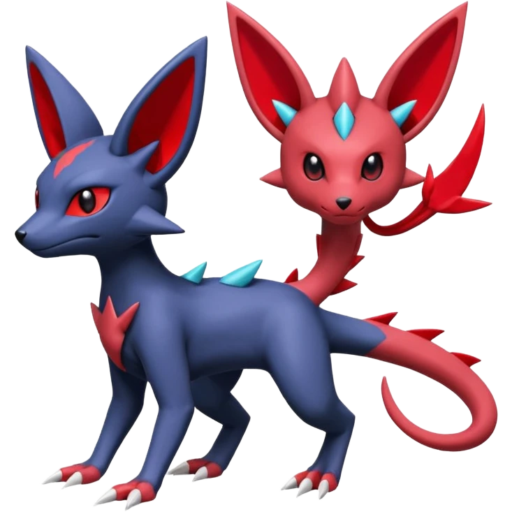 Sneasel-Weavile-Salandit--Zangoose-Genesect-Umbreon-fusion-hybrid, full body emoji