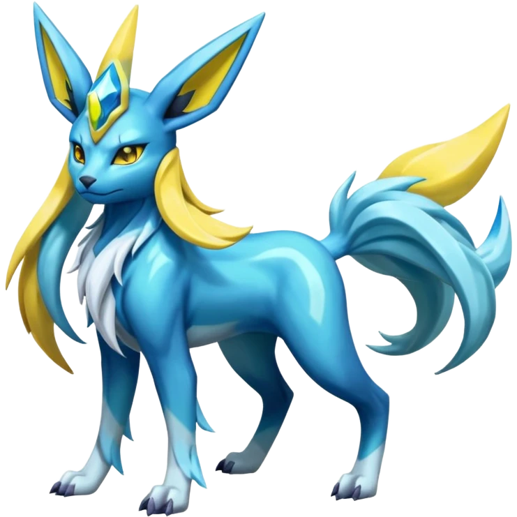 Shiny Dark Edgy Suicune-Glaceon-Manectric-Aurorus-Fakémon-hybrid-creature (full body)  emoji