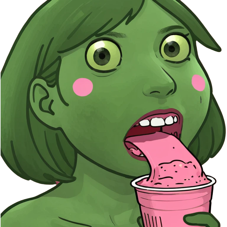 lady girl eating pink slop emoji