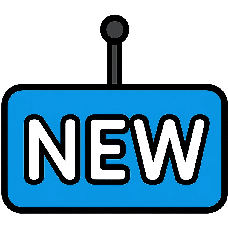 blue NEW text on a sign emoji