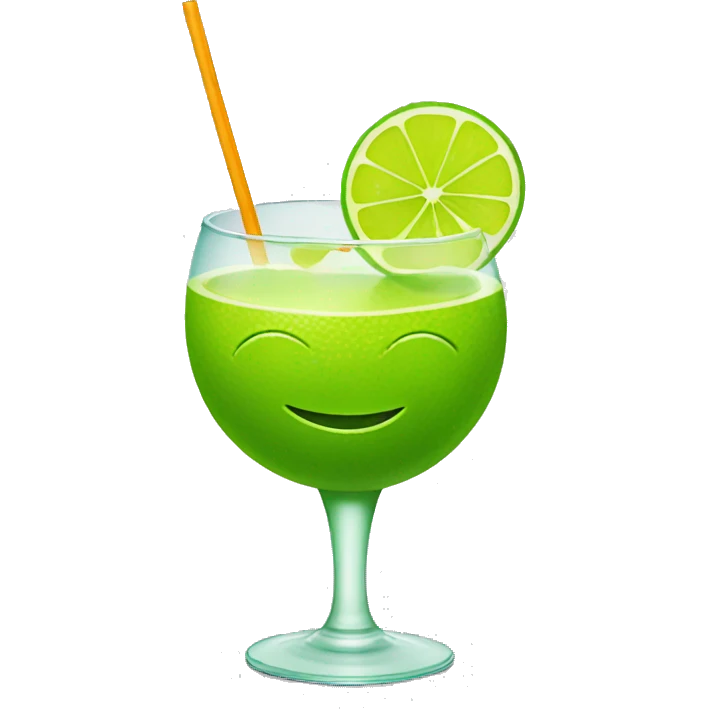 lime with eyes and mouth smiling holding daiquiri emoji