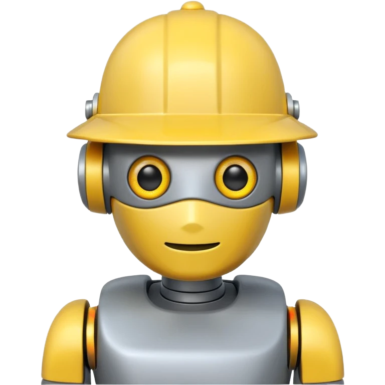 grey robot with yellow hat emoji