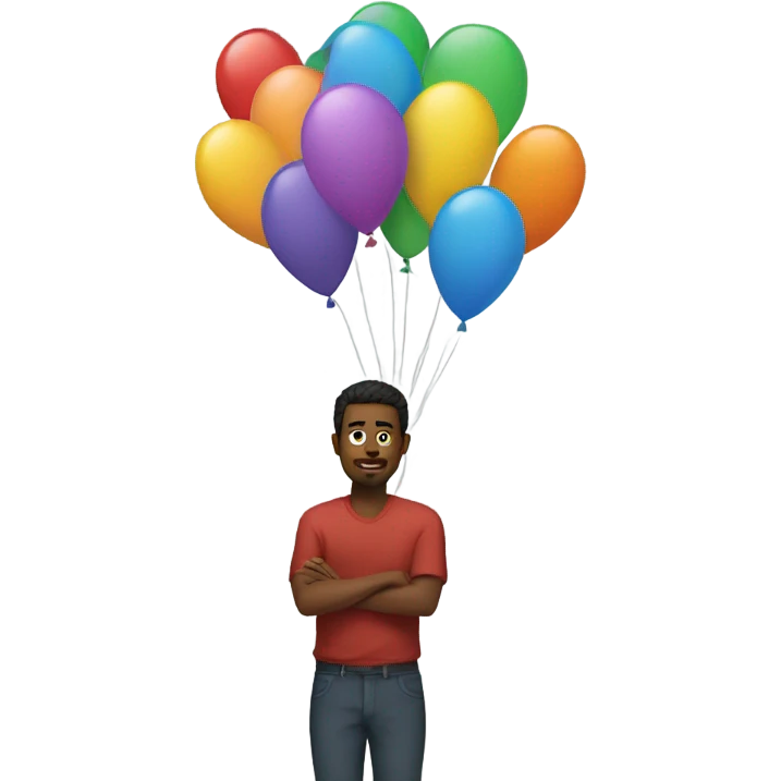 Man with big balloons instead of hands emoji