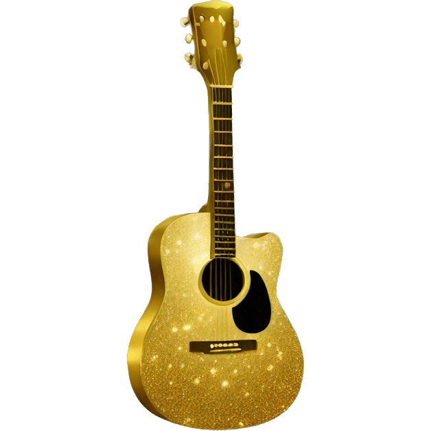 Gold sparkly acoustic guitar emoji