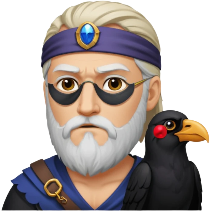 norse god odin with eyepatch on his left eye and raven on his shoulder emoji