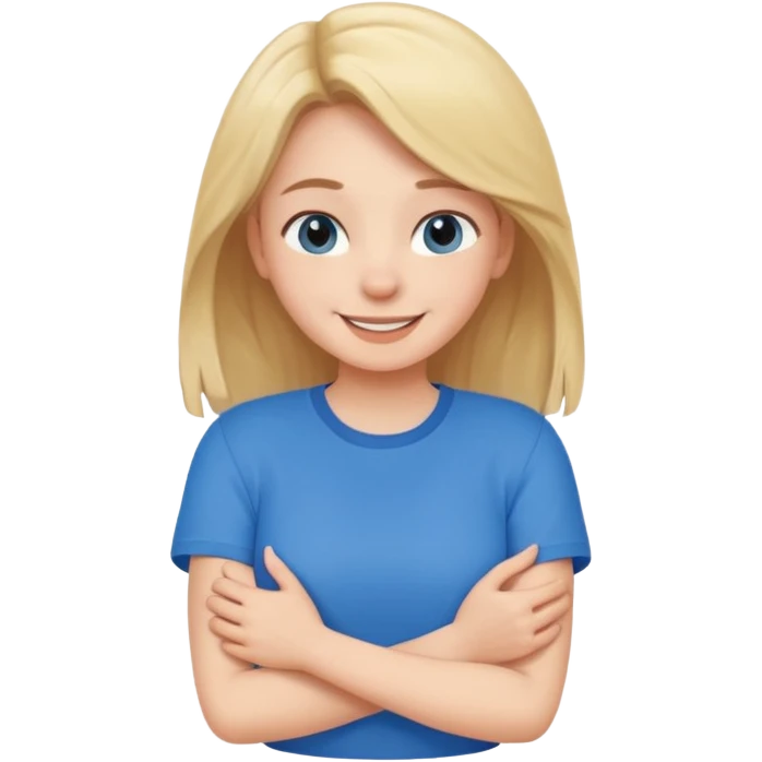 Girl smiling and hugging herself emoji