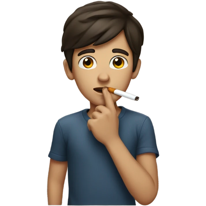 brunette boy smoking outside emoji