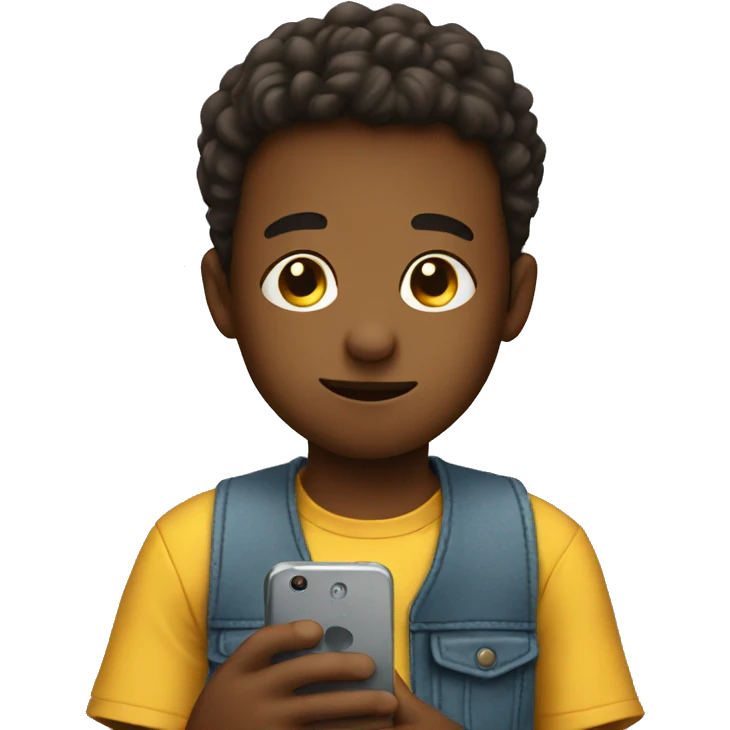 Kid looking at a phone emoji
