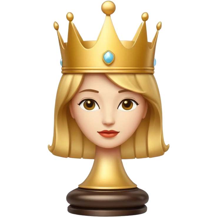 
chess queen piece object, elegant crown top, 3D cartoon, glossy material, soft shadow, mobile game icon style, centered, clean background, no text, no watermark
 emoji