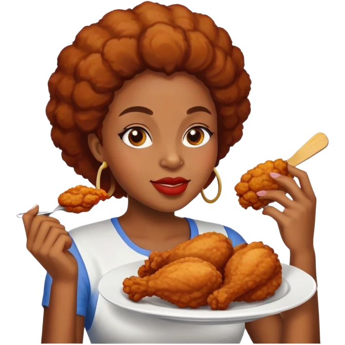 Fat african woman eats fried chicken emoji
